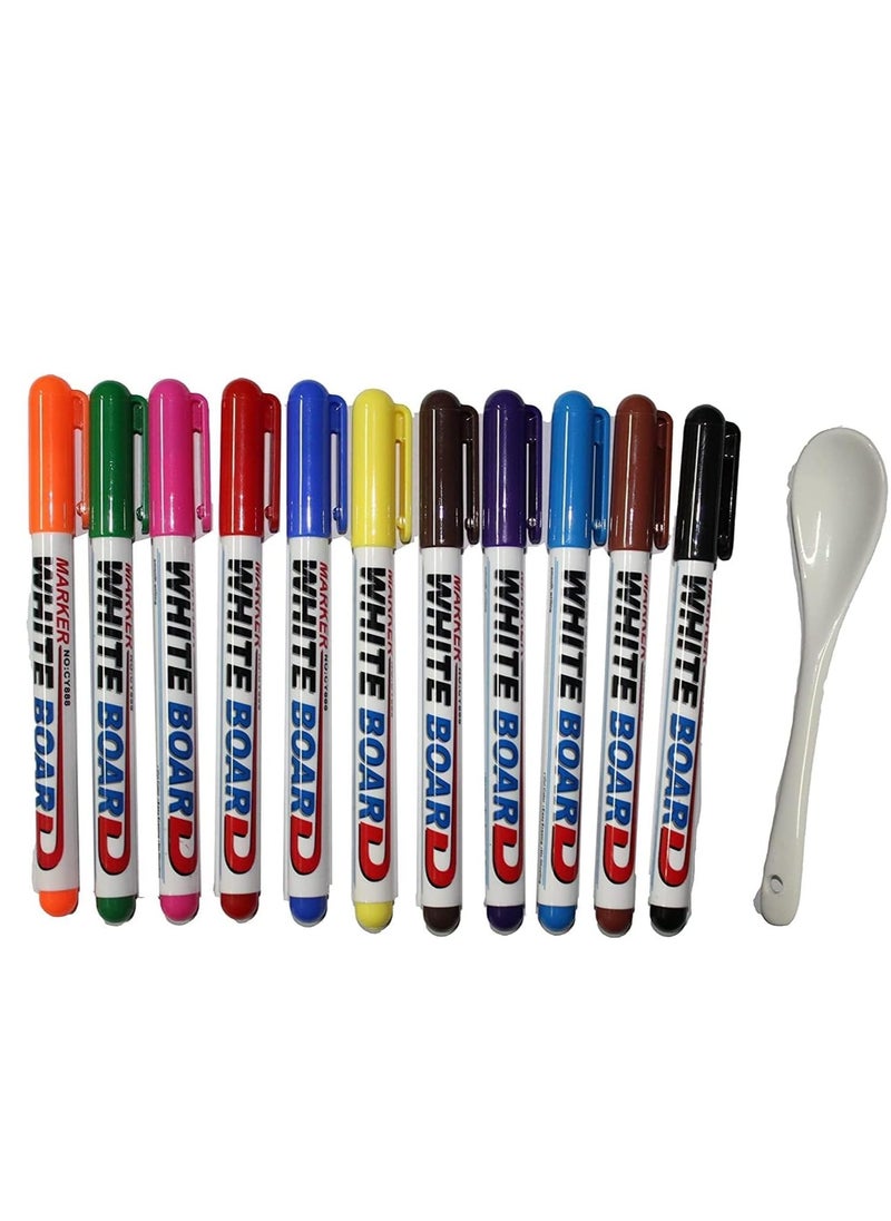 Generic - Water-based ink marker pens Floating water drawing pen Color pen that can float in water for drawing and coloring and can write on the board Erasable and washable 12pcs - Image 1