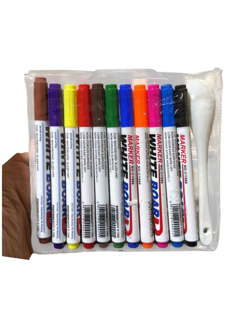 Generic - Water-based ink marker pens Floating water drawing pen Color pen that can float in water for drawing and coloring and can write on the board Erasable and washable 12pcs - Image 1