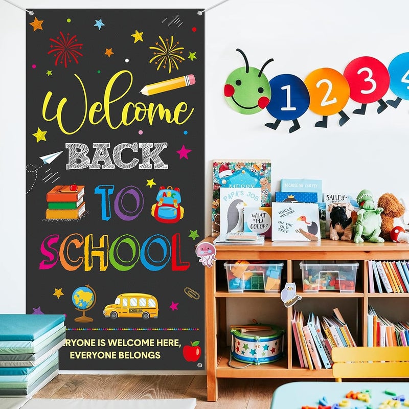 ARS Back to School Banner Backdrop, First Day of School Welcome Photography Background, Reusable School Party Decorations Banner for Teachers, Students, Classroom, Kindergarten & School Events - Image 4