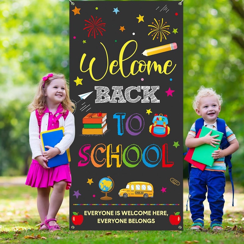 ARS Back to School Banner Backdrop, First Day of School Welcome Photography Background, Reusable School Party Decorations Banner for Teachers, Students, Classroom, Kindergarten & School Events - Image 2