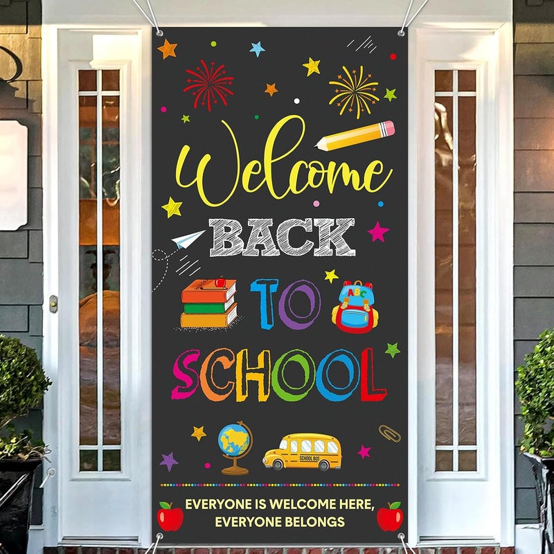 ARS Back to School Banner Backdrop, First Day of School Welcome Photography Background, Reusable School Party Decorations Banner for Teachers, Students, Classroom, Kindergarten & School Events - Image 1
