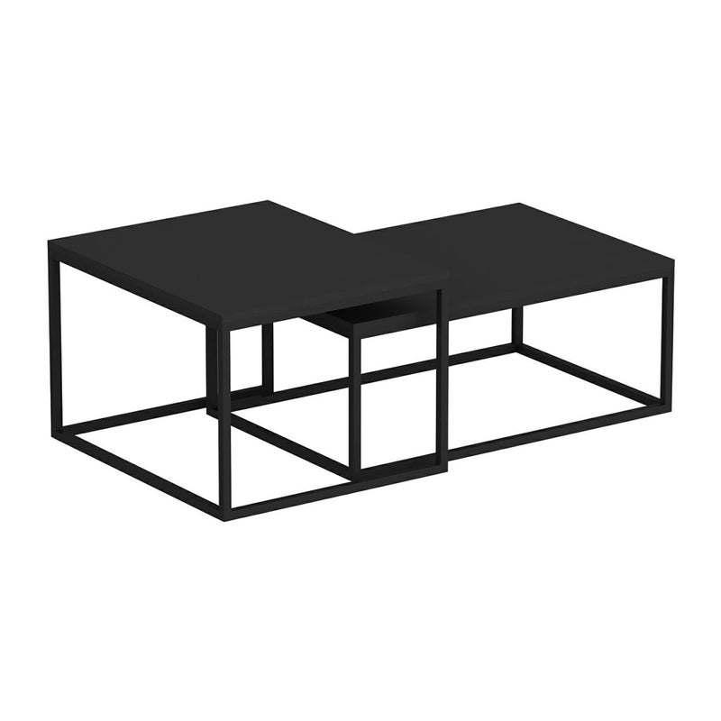 [en.casa] Set of 2 Coffee Tables Side Tables Made of Chipboard and Metal Black Matt - Image 5