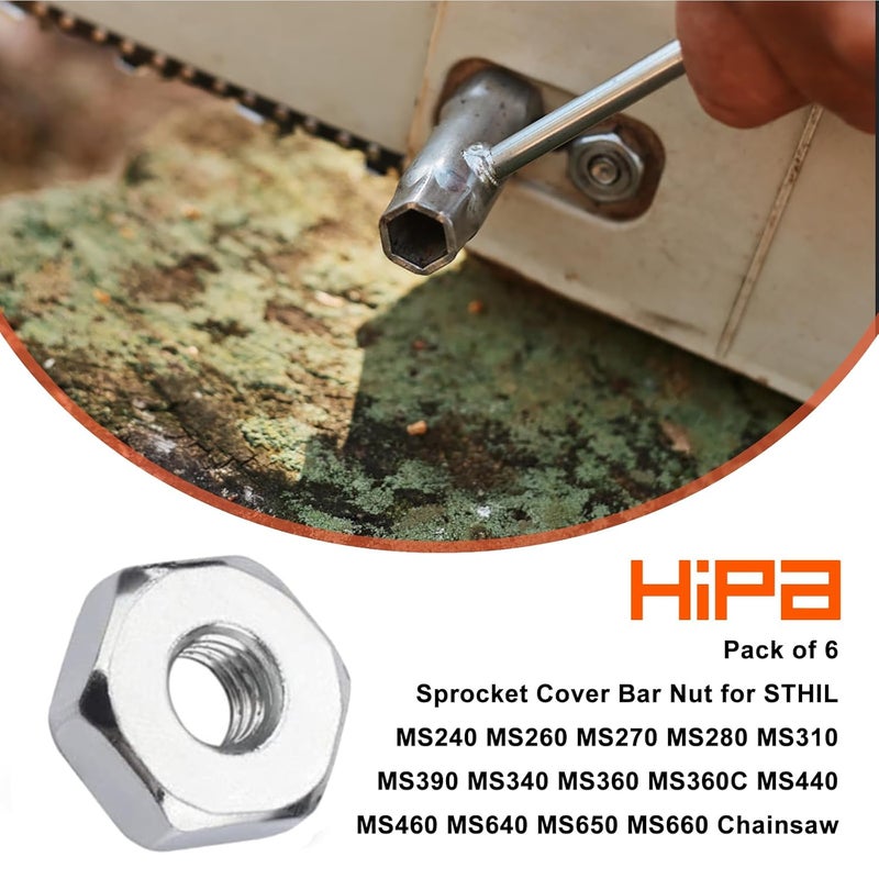 Hipa صمولة غطاء السلسلة لآلة قطع الأشجار STHIL MS170 MS170C MS180 MS200 MS200T MS210 MS230 MS250 017 018 020 020T 021 023 023L 025 - 6 قطع استبدال 0000 955 0804 - Image 2