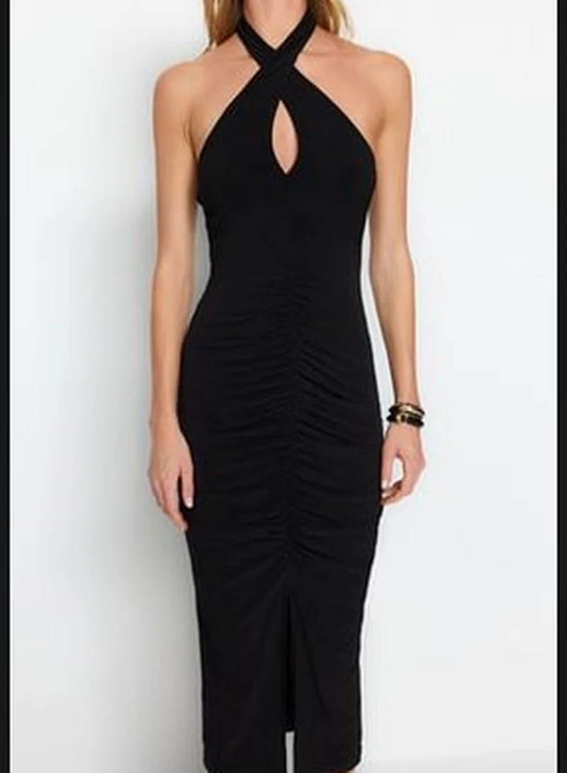 trendyol Halter Ruched Midi Dress
