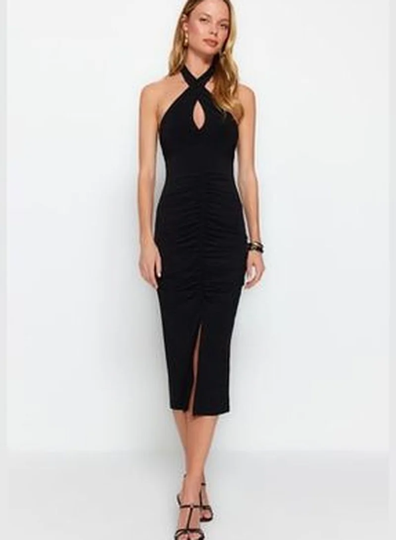 trendyol Halter Ruched Midi Dress