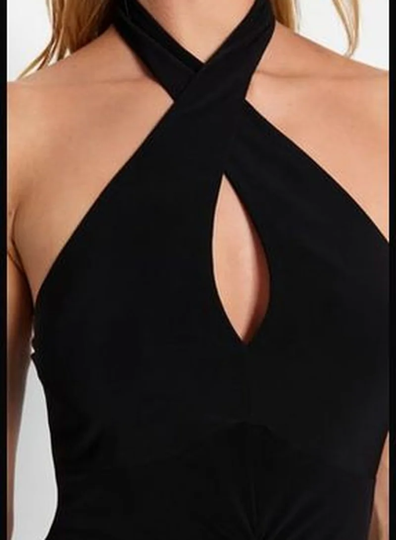 trendyol Halter Ruched Midi Dress