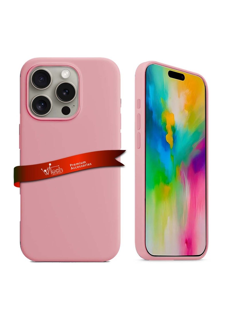 Wtech Apple iPhone 16 Pro 2024 Premium Liquid Silicone Case Cover -  Pink - Image 1