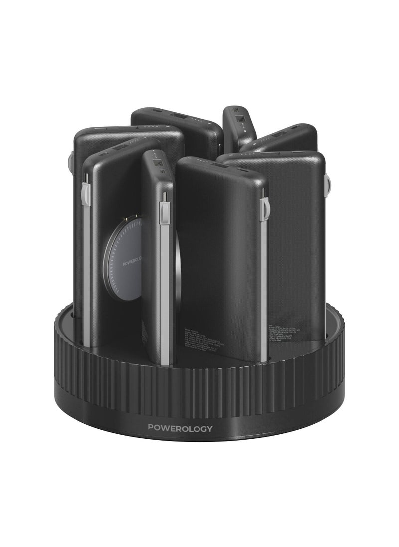 Powerology Powerology 8in1 Station 10000mAh 20W PD QC Wireless Power Bank,black  - Image 1