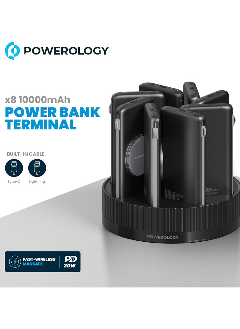 Powerology Powerology 8in1 Station 10000mAh 20W PD QC Wireless Power Bank,black  - Image 3