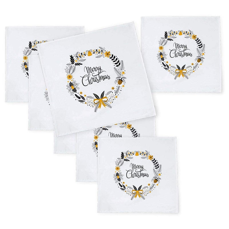 Khakee 6 Pcs Christmas Theme Tafta Silk Table Napkins 10x 10 for Xmas Decoration Christmas OrnamentsChristmas Gift npxmas215P - Image 1