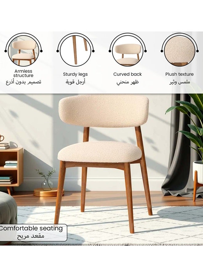 Micasa High Quality Armless Exotic Dining Chair Cream and Brown 80 x 55.5 x 58.5 cm PJC660 - Image 5
