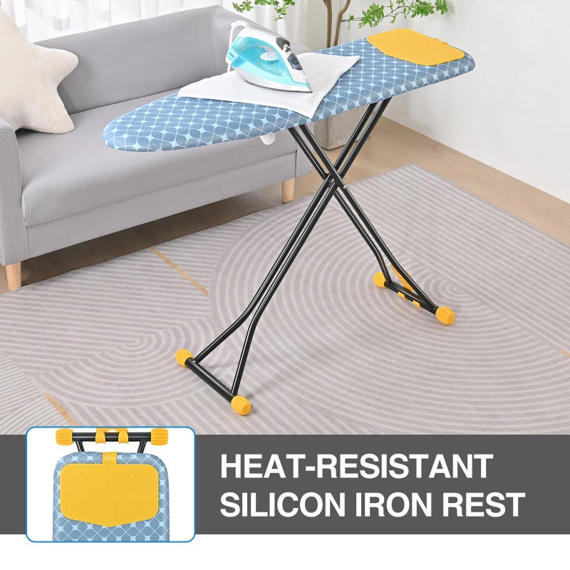 APEXCHASER Ironing Board with Iron Rest, Compact and Space Saver Iron Board, Extra Thick Cover, Height Adjustable, Wall Mount & Closet Hanger 13x43 Yellow - Image 4