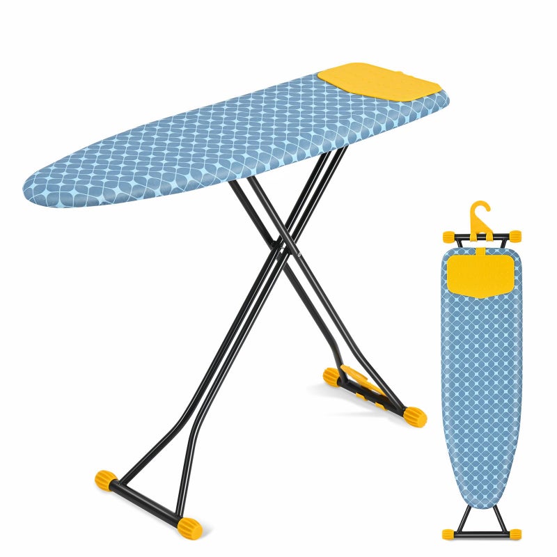 APEXCHASER Ironing Board with Iron Rest, Compact and Space Saver Iron Board, Extra Thick Cover, Height Adjustable, Wall Mount & Closet Hanger 13x43 Yellow - Image 1