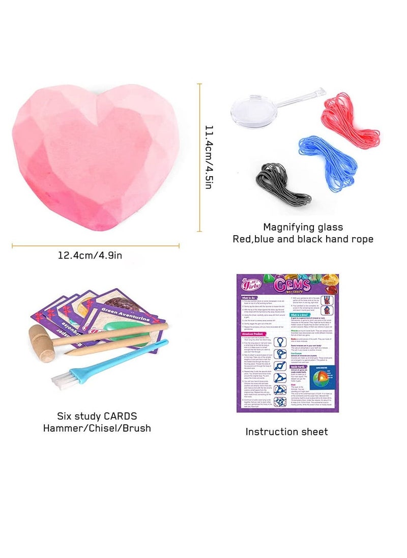 UKR Gems Dig Kit – Necklace Making & Rock Mining Science Kit, STEM Craft Experiment with Gemstones Discovery Set for Kids