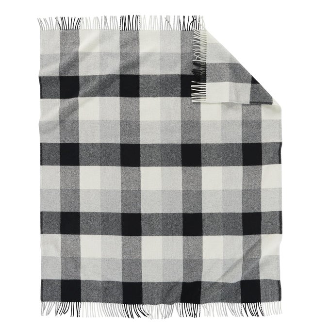 ECOWISE WASHABLE THROW WITH FRINGE 54 X 60 100 WOOL ALL SEASON WASHABLE SOFT AND DURABLE BLANKET FOR HOME AND OUTDOOR ADVENTURES BLACKIVORY