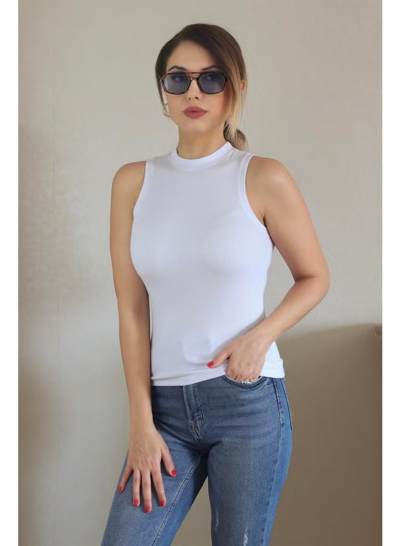 Ritnice Women's Thin Ribbed White Cotton Undershirt - Image 3
