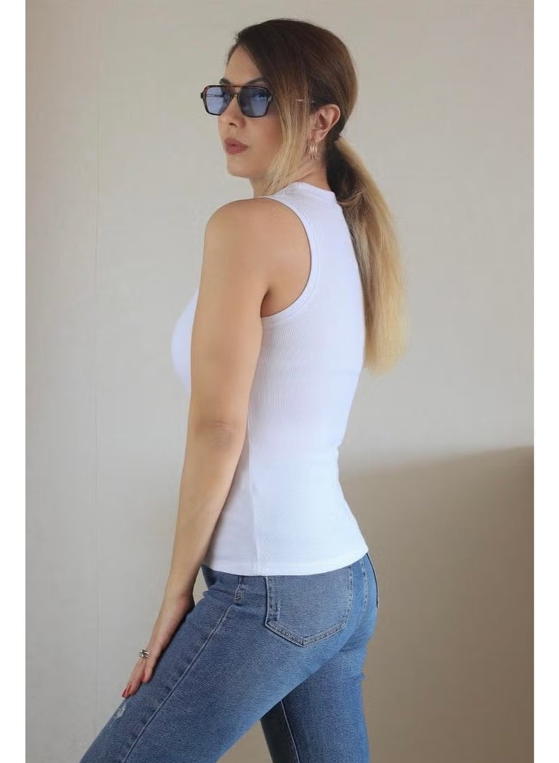 Ritnice Women's Thin Ribbed White Cotton Undershirt - Image 5