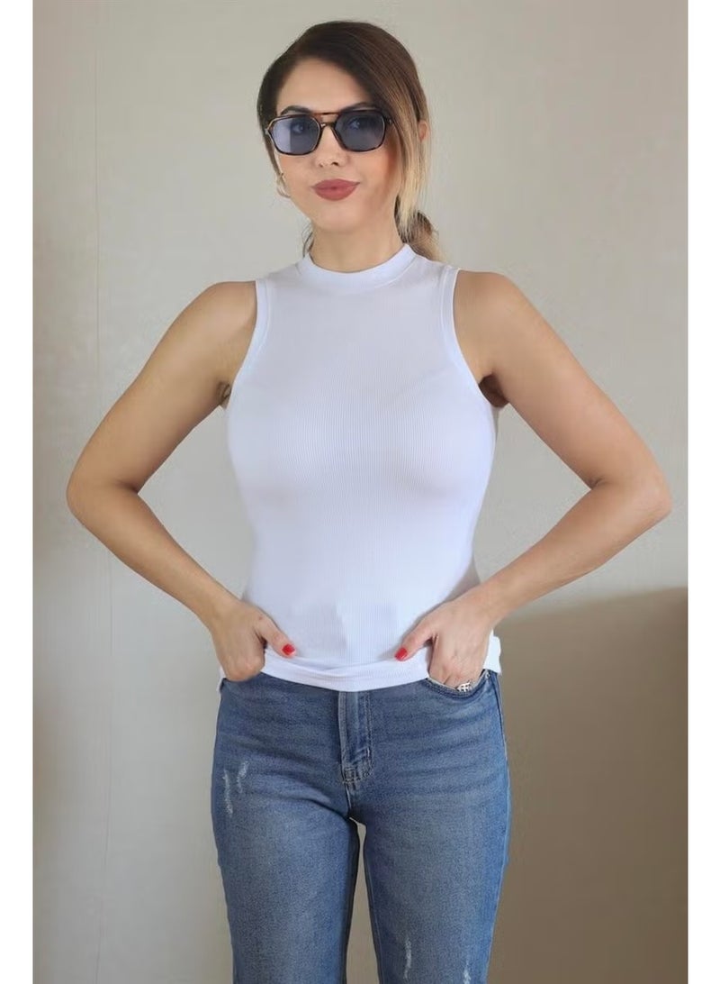 Ritnice Women's Thin Ribbed White Cotton Undershirt - Image 4