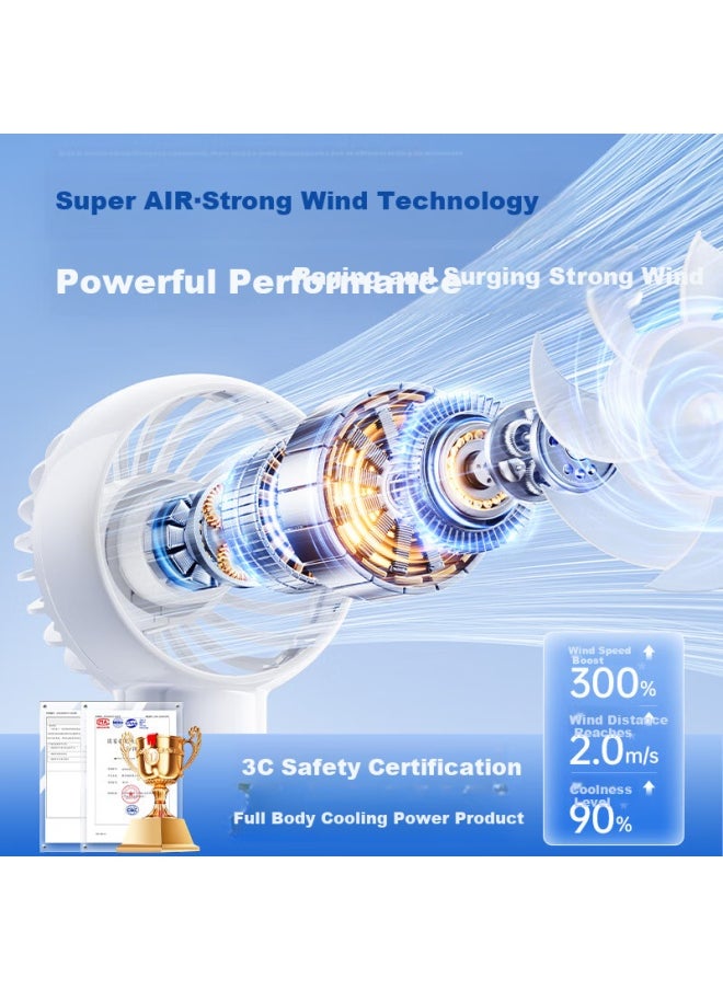 Miniso Miniso Portable Handheld Fan 2025 New Model Mini Fan Portable Mini Fan With Long Battery Life, Quiet Operation, Usb Charging, Hanging Rope, Base, Desktop, Dormitory, Portable  - Image 2