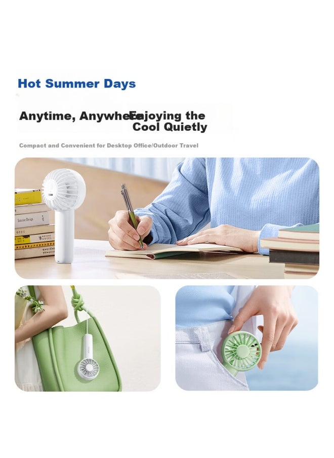 Miniso Miniso Portable Handheld Fan 2025 New Model Mini Fan Portable Mini Fan With Long Battery Life, Quiet Operation, Usb Charging, Hanging Rope, Base, Desktop, Dormitory, Portable  - Image 5