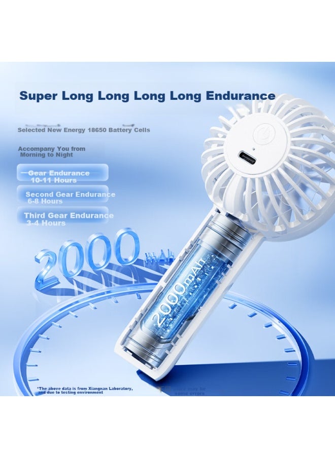 Miniso Miniso Portable Handheld Fan 2025 New Model Mini Fan Portable Mini Fan With Long Battery Life, Quiet Operation, Usb Charging, Hanging Rope, Base, Desktop, Dormitory, Portable  - Image 3