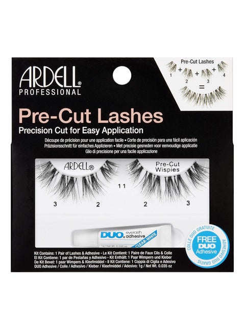 Ardell Pre-Cut Lashes Wispies, Easy-to-Apply False Eyelashes, Customizable Strip Lash Segments with Eyelash Adhesive, 1 Pack