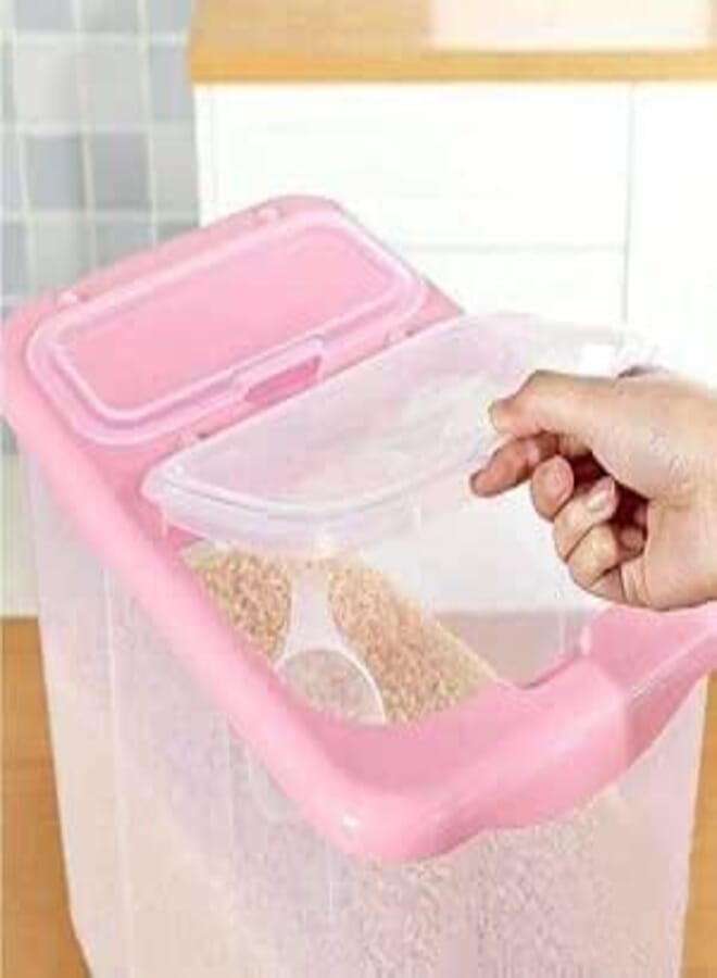 Al Wataniya Rice Storage Container with Wheels and Measuring Cup – 5kg Capacity – Easy Open Lid