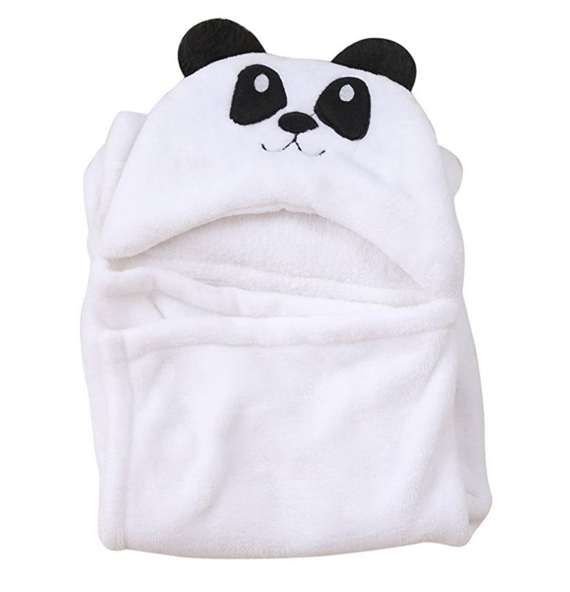 Brandonn BRANDONN Newborn Combo of Furry Glacier Hooded Smily Baby Blanket and Premium Glacier Hooded Baby Wrapper(Pack of 2,WhitePanda-Pink) - Image 2