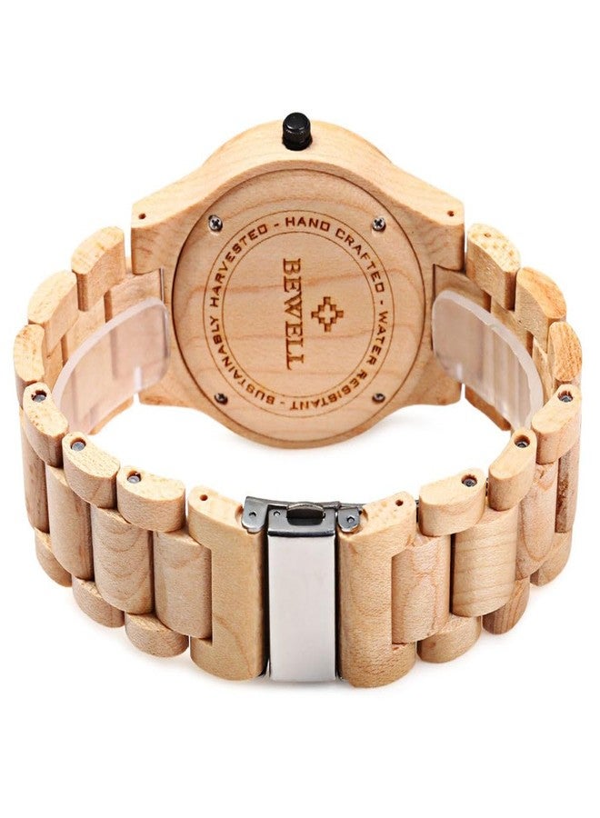 BEWELL ZS-W086B Men Wooden Watch Waterproof Calendar Quartz Movement Brown Dial Wristwatches - Image 4