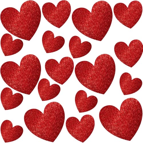 Amscan Dazzling Red Glitter Paper Heart Cutouts Mega Pack - 5", 7", 11.5" (Pack Of 20) | Perfect For Decorations & DIY Projects - Image 1