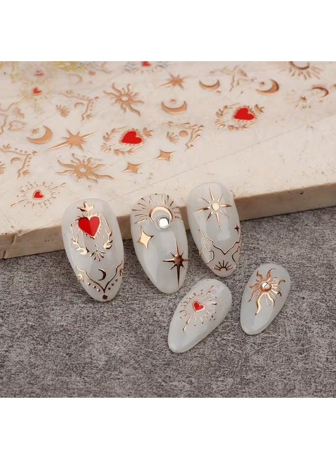 Goolsky 3D Glittery Sun, Moon & Star Nail Stickers - Self-Adhesive, Reusable, Semi-Glossy Polypropylene Decals for Manicure & Pedicure, Perfect for Halloween & Themed Parties - Image 3