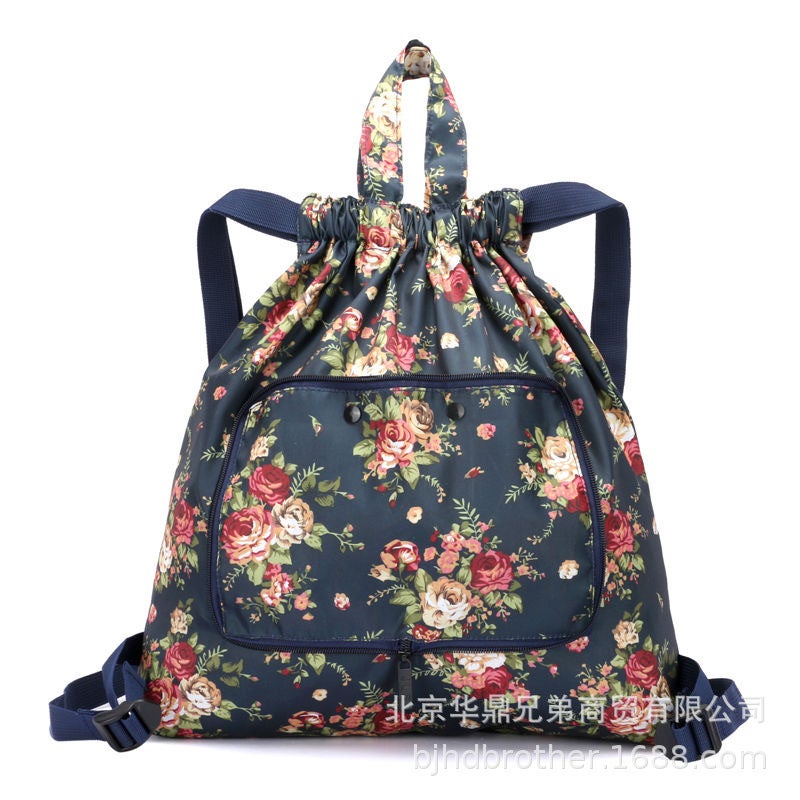 Oxford Cloth Lined Foldable Shopping Bag Drawstring Backpack Cartoon Grocery Bag Drawstring Tote Bag Home Storage - Image 1