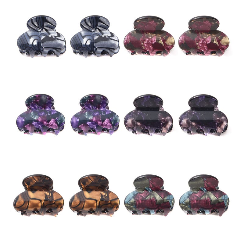 Carede 1.2 inch Small Hair Clips Plastic Hairs Claws Barrette Small Hairpin Clamps for Women and Girls,Pack of 12 - Image 1