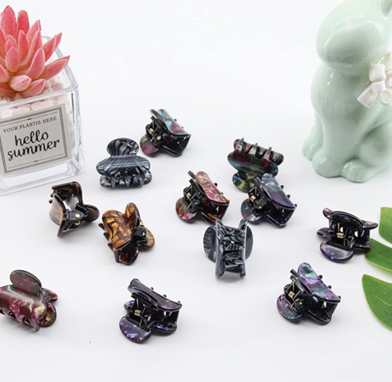 Carede 1.2 inch Small Hair Clips Plastic Hairs Claws Barrette Small Hairpin Clamps for Women and Girls,Pack of 12 - Image 5