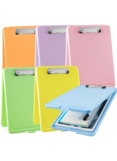Geyoga 6 Pcs Plastic Clipboard With Storage Case Box Macaron Colored A4 Nursing Clipboards With Pen Holder Waterproof Storage Clipboard Wall Mount Clip Boards File Clipboard Case For School Office  - Image 1