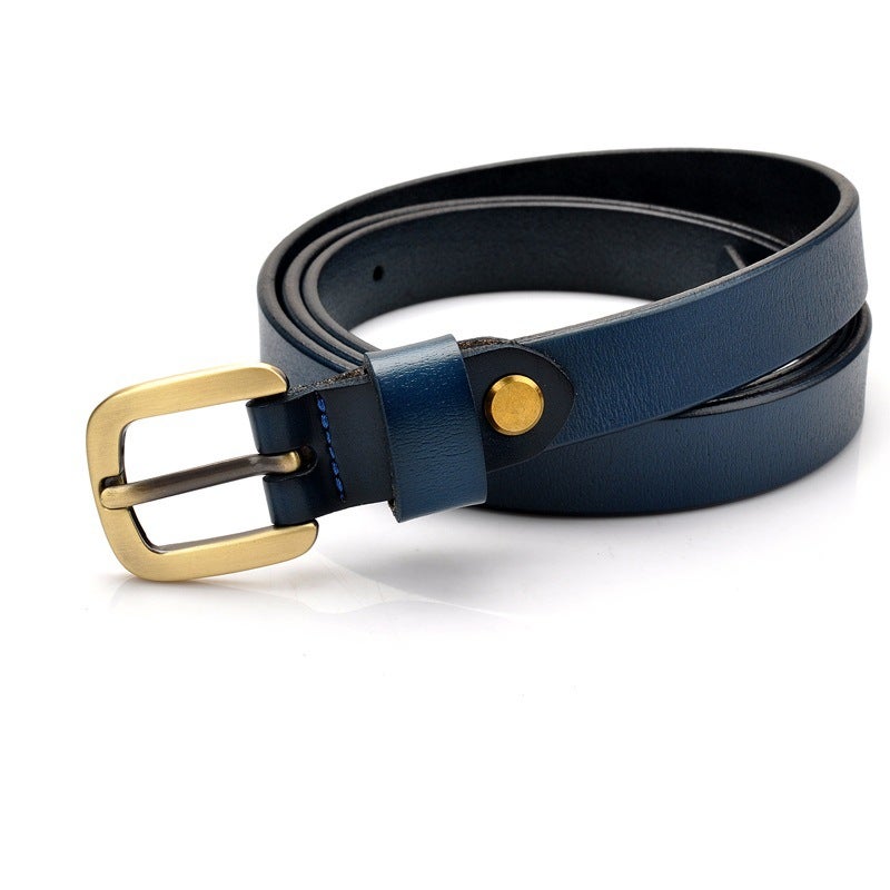 Vintage Small Belt Girls Leather Thin Belt Ladies Cowhide All-Match Decorative Dress Jeans With - Image 4