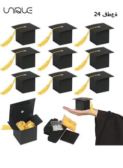 24 Pcs Graduation Hat Candy Box Graduation Gift Box with Fringe for Graduation Party Supplies Decorative Candy Chocolate Souvenirs