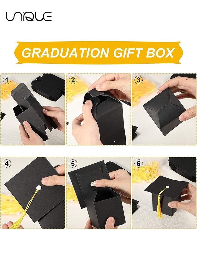 Unique - 24 Pcs Graduation Hat Candy Box Graduation Gift Box with Fringe for Graduation Party Supplies Decorative Candy Chocolate Souvenirs - Image 1