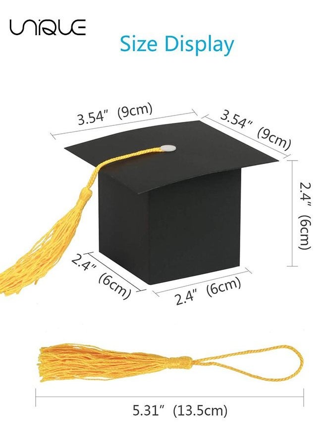 Unique - 24 Pcs Graduation Hat Candy Box Graduation Gift Box with Fringe for Graduation Party Supplies Decorative Candy Chocolate Souvenirs - Image 1