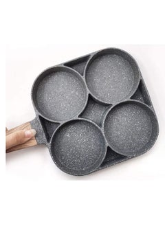 Smartwattz 4 Hole Omelet Pan for Burger Eggs Ham Pancake Maker Wooden Handle Frying Pot Non-Stick Cooking Breakfast  - Image 3
