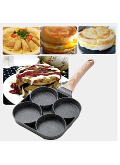Smartwattz 4 Hole Omelet Pan for Burger Eggs Ham Pancake Maker Wooden Handle Frying Pot Non-Stick Cooking Breakfast  - Image 2
