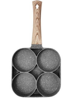Smartwattz 4 Hole Omelet Pan for Burger Eggs Ham Pancake Maker Wooden Handle Frying Pot Non-Stick Cooking Breakfast  - Image 1
