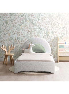 Al Home Kids' Off-White Fabric Upholstered MDF Bed: Timeless Elegance, 120x200x140 cm by Alhome - 110112755 