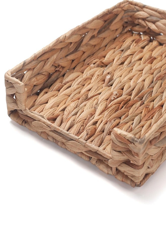 IVAILEX Water Hyacinth Letter Tray for A4 File Document Magazine Storage Basket Desk Tray Organizer for Office 13 x 9.8 x 2.2 inch - Image 3