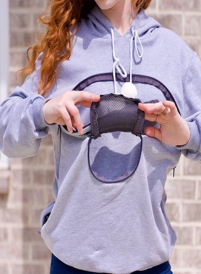 ALYC Unisex Hoodies Pet Holder Cat Dog Large Pouch Carriers Pullover with Cat Printing Sweatshirt (Light Grey-M) - Image 2