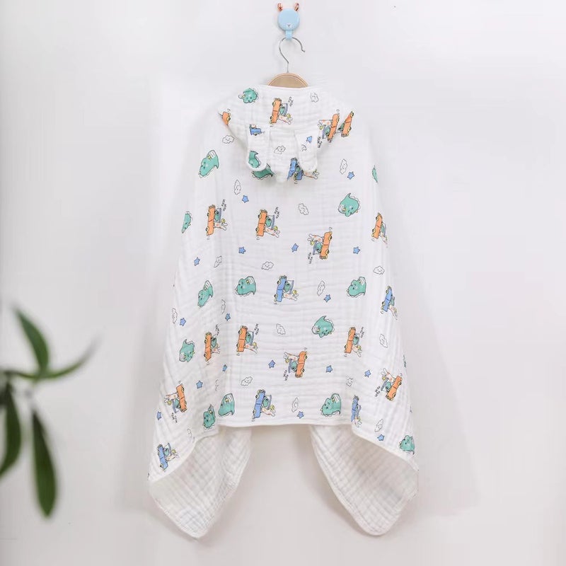 Infant Six-Layer Pure Cotton Gauze Hooded Bath Towel Cloak Baby Blanket Soft Breathable Absorbent Bath Wrap - Image 5
