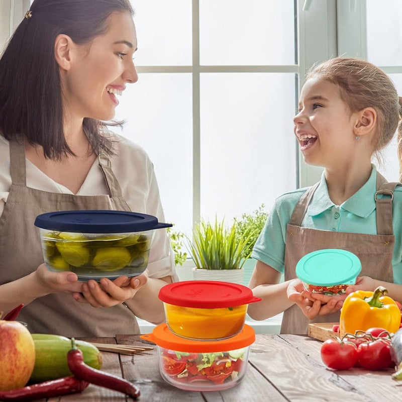 SOPHICO أغطية غطاء تخزين سيليكون دائرية من Sophico بديلة لأوعية مرساة وأوعية زجاجية بيركس (الحاوية غير متضمنة) (4 مقاسات 8 عبوات) - Image 5