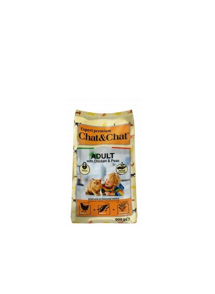 Chat & Chat Dry Food with Chicken & Peas for Adult Cats gr 900
