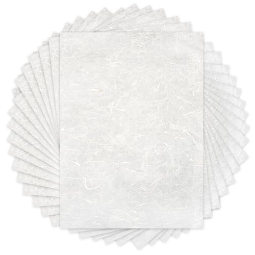 Benvo 50 Sheets A4 Natural Mulberry Paper Visible Plant Fibers Rice Paper Printable Decoupage Tissue Paper Sheets for Writing, Painting, Card Making, DIY Crafts(8.3x11.7in, Semi Transparent Off White) - Image 1