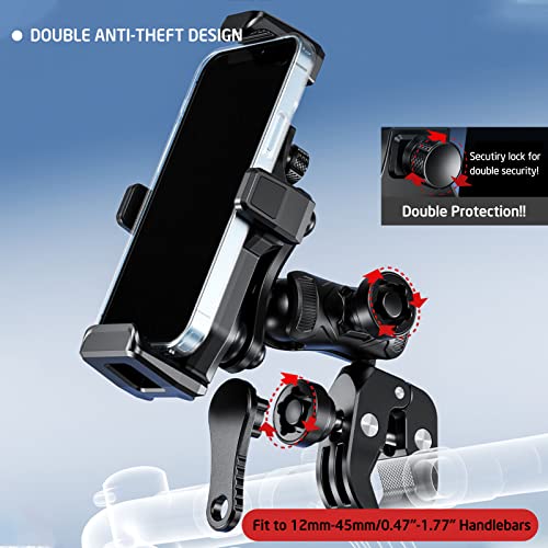 iMESTOU AntiVibration Motorcycle Phone Mount 1 Ball Handlebar Phone Holder AntiTheft and 360Rotation Fits for 4772 Cellphones with max Thickness 16mm - Image 5